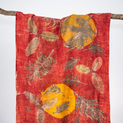 Sunset Eri Silk Scarf – Handcrafted Natural Silk Stole – Womens Scarf on Brown Living™. SKU: scarfsunset. Img 4.
