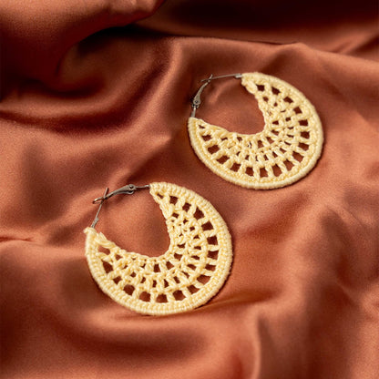 Sunshine Kiss Earrings | Handmade Crochet Statement Earrings – Jewellery on Brown Living™. SKU: AM-EAR-Sunshine. Img 1.