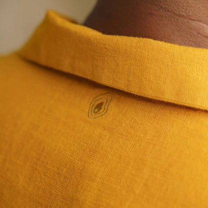 Sunshine Linen Shirt for Men – Yellow Casual Wear – Mens Shirt on Brown Living™. SKU: LN - YL - H - S. Img 2.