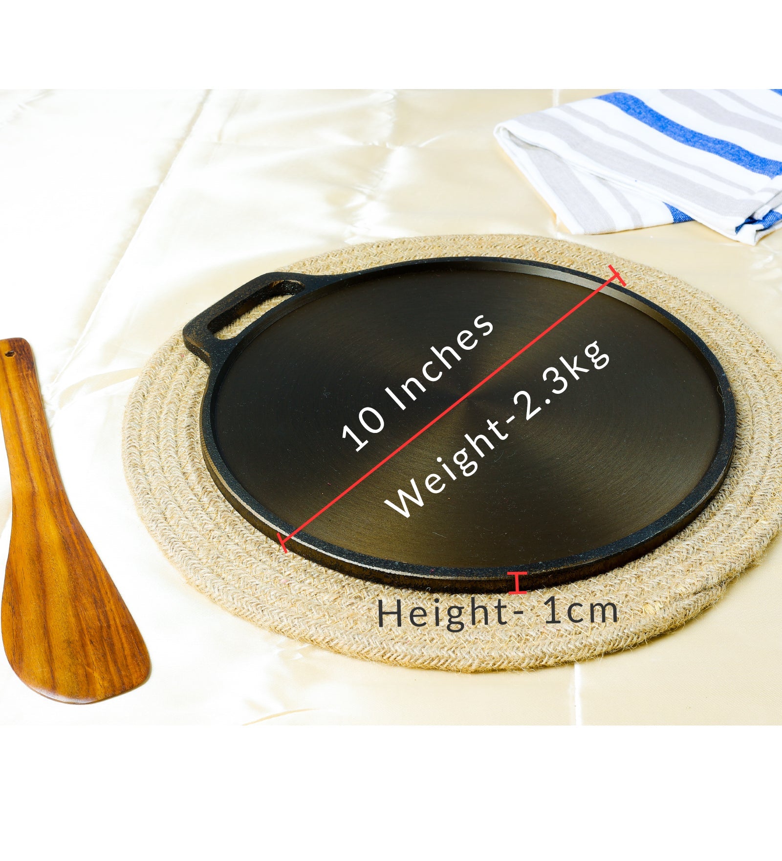 Super Smooth Handmade Cast Iron Dosa Tawa – Cookware on Brown Living™. SKU: CastIron-DOSA-Tawa2300g-packof13756. Img 3.