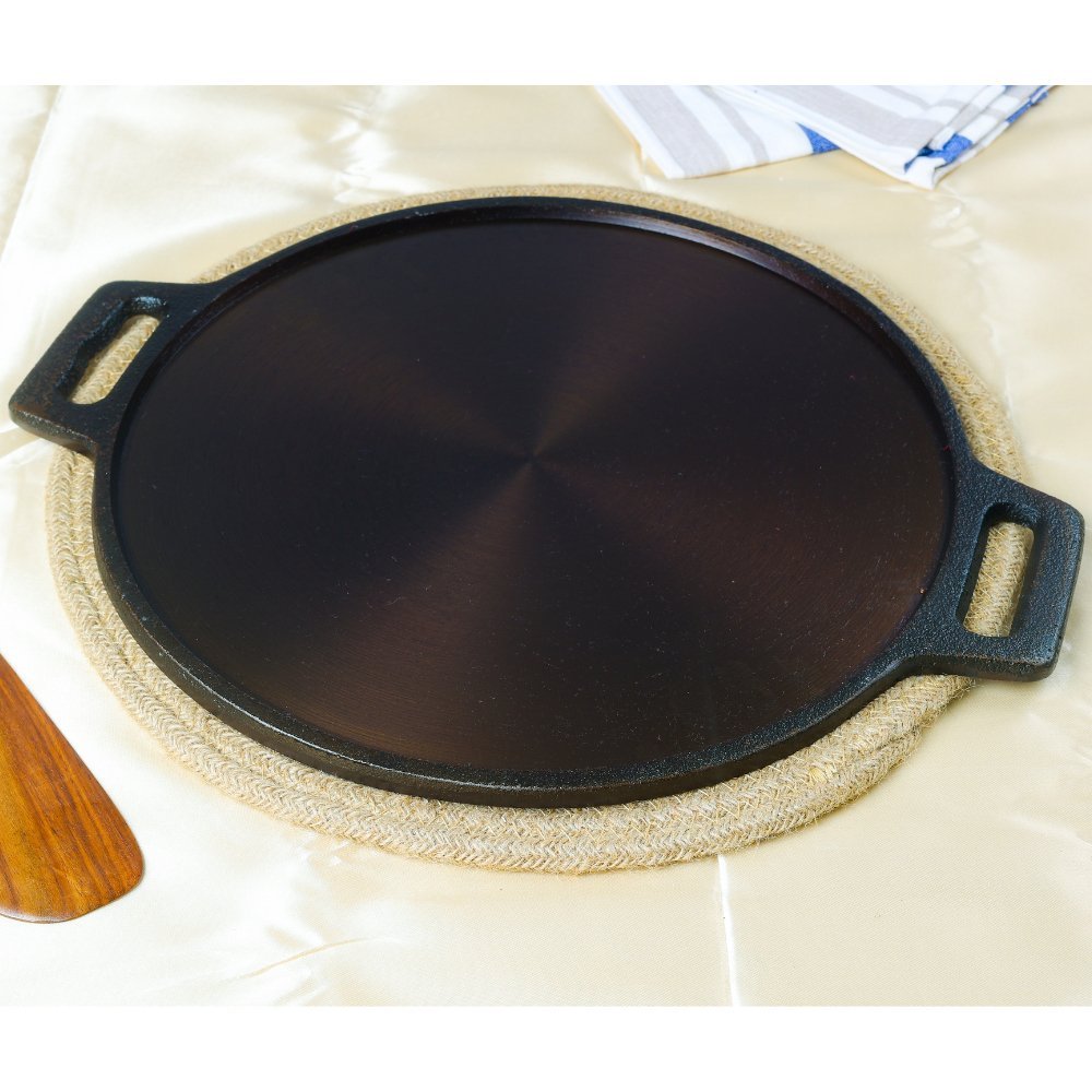 Super Smooth Handmade Cast Iron Dosa Tawa (Large Paper Roast) – Cookware on Brown Living™. SKU: CastIron-Dosa-Tawa2300g-packof13757. Img 1.