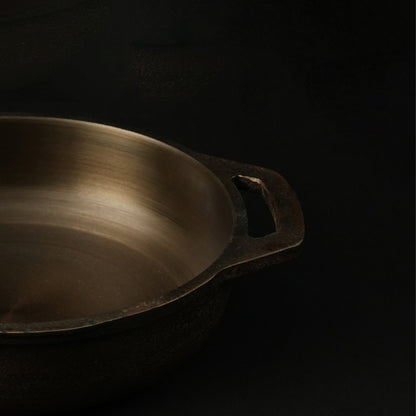 Super Smooth Handmade Cast Iron Flat Bottom Kadai – Cookware on Brown Living™. SKU: CastIron-Flat-Kadai-2700g-packof1. Img 3.