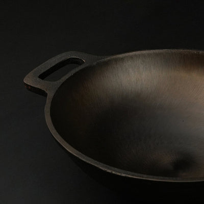 Super Smooth Handmade Cast Iron Kadai (Wok Model) – Cookware on Brown Living™. SKU: CastIron-Kadai-Wok-2200g-packof1. Img 2.