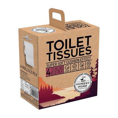 Super Soft 2 Ply Toilet Paper Tissue Roll - 300 Pulls (Pack of 4) | Verified Sustainable by Brown Living™