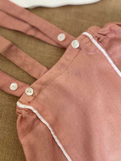 Suspender Treasure Beige Set | Baby Shirt, Shorts With Suspenders – Kids Daywear Sets on Brown Living™. SKU: TF-104-B3-WB5. Img 2.