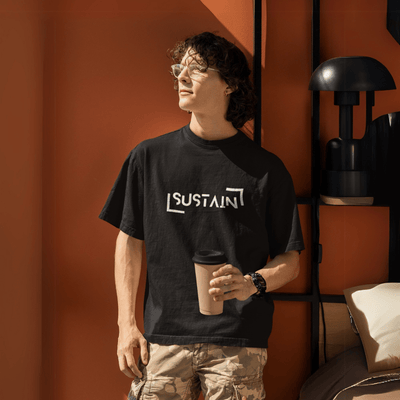 Sustain Hemp T-Shirt Unisex Black | Eco Friendly Sustainable Clothing – Mens T-Shirt on Brown Living™. SKU: Sustain-S. Img 5.