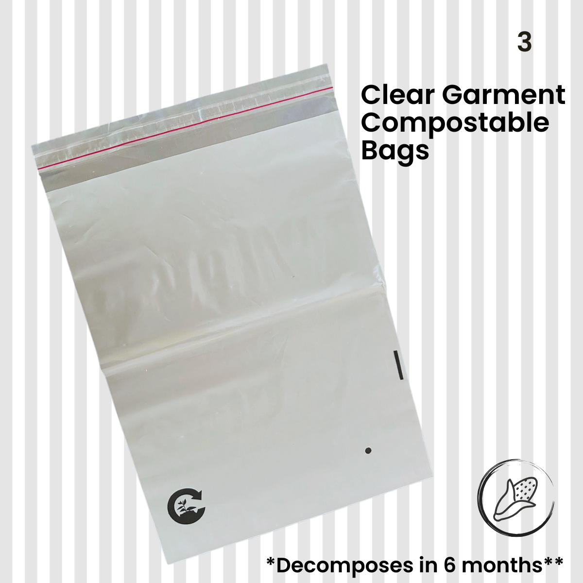 100% Compostable Ecofriendly Clear Garment Bag Pack Of 25 | Verified Sustainable by Brown Living™