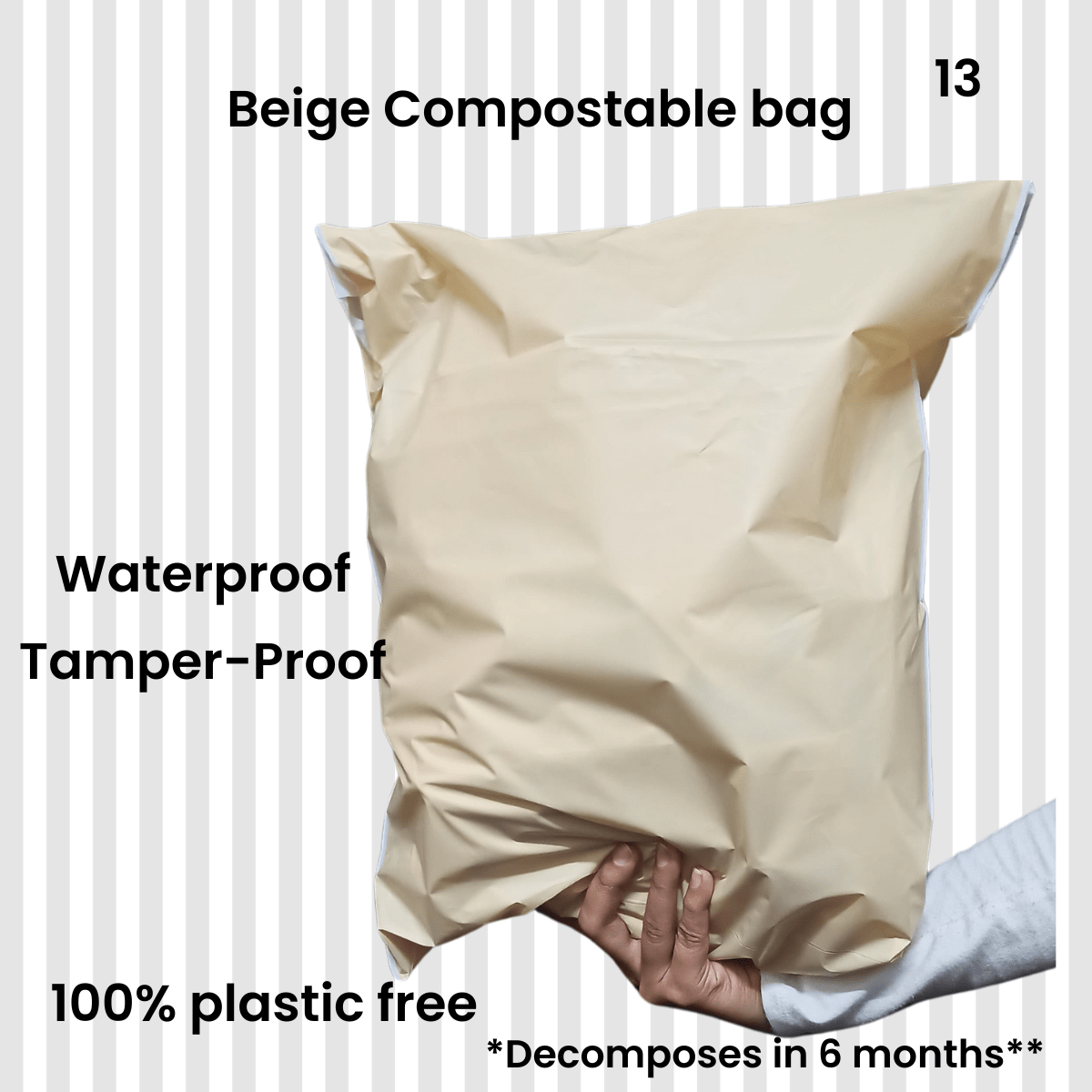 100% Compostable Ecofriendly Plain Beige Bags Pack Of 25 | Verified Sustainable by Brown Living™