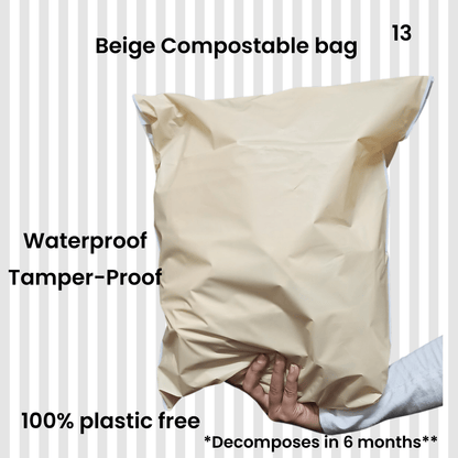 100% Compostable Ecofriendly Plain Beige Bags Pack Of 25 – Packing Materials by Mindful Official available on Brown Living™. . SKU: MO - 11. Img 2.