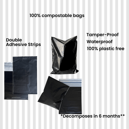 100% Compostable Ecofriendly Plain Black Courier Bag Pack Of 25 – Packing Materials by Mindful Official available on Brown Living™. . SKU: MO - 1. Img 2.