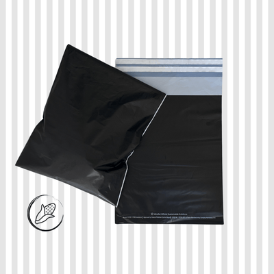 100% Compostable Ecofriendly Plain Black Courier Bag Pack Of 25 – Packing Materials on Brown Living™. SKU: MO - 1. Img 1.