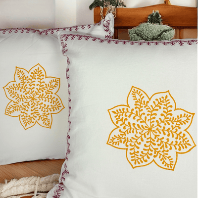 100% Cotton Mandala Cushion Covers Set of 2 – 24x24 inch – Covers & Inserts on Brown Living™. SKU: CUSYELBLOCK24X24SET2. Img 5.