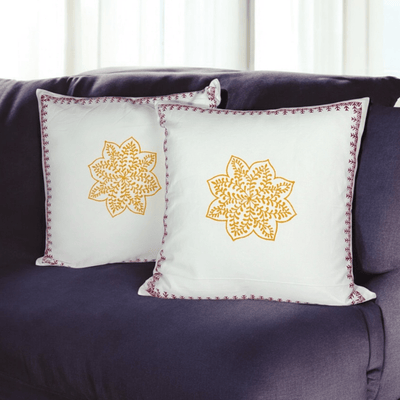 100% Cotton Mandala Cushion Covers Set of 2 – 24x24 inch – Covers & Inserts on Brown Living™. SKU: CUSYELBLOCK24X24SET2. Img 4.