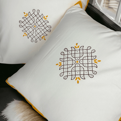 100% Cotton Cushion Covers Set of 2 – 24x24 – Kollam – Covers & Inserts on Brown Living™. SKU: CUSYKOLLAM24X24SET2. Img 2.