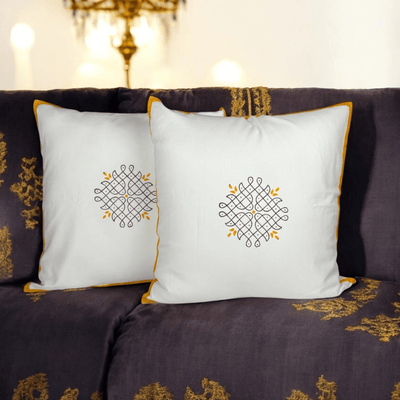 100% Cotton Cushion Covers Set of 2 – 24x24 – Kollam – Covers & Inserts on Brown Living™. SKU: CUSYKOLLAM24X24SET2. Img 4.