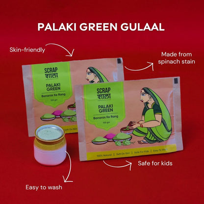 100% Natural Green Holi Gulaal | Skin - Safe | Eco - Friendly - 200g | Verified Sustainable by Brown Living™