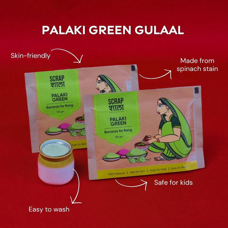 100% Natural Green Holi Gulaal | Skin - Safe | Eco - Friendly - 200g | Verified Sustainable by Brown Living™