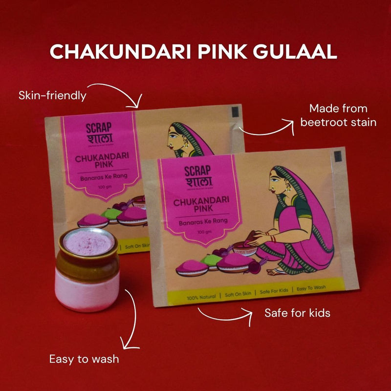 100% Natural Pink Holi Gulaal | Skin - Friendly - 200g | Verified Sustainable by Brown Living™