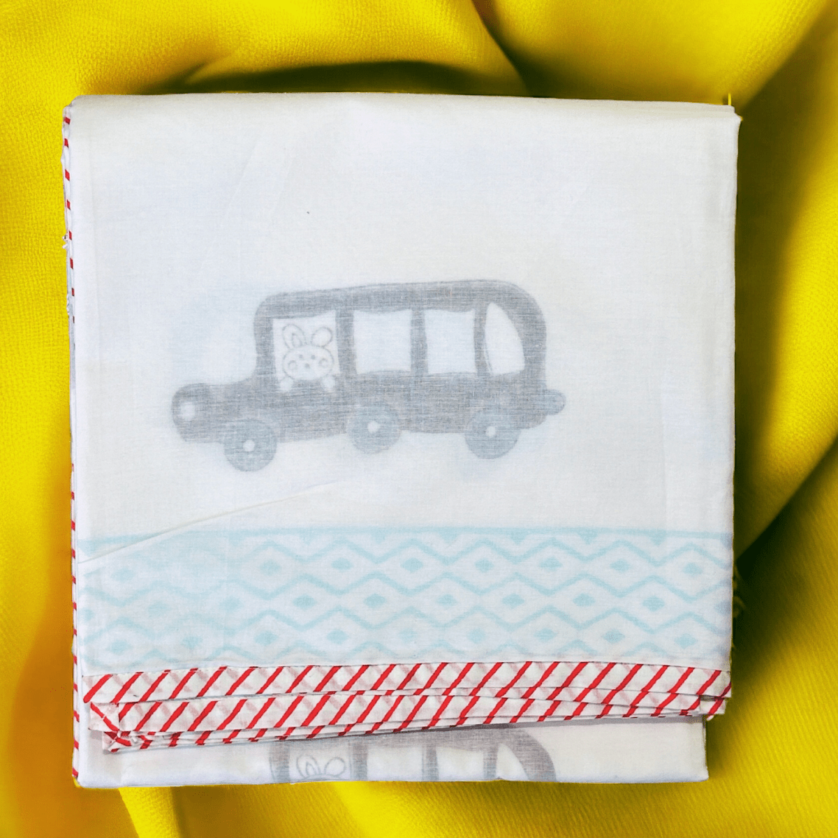 3D Muslin Dohar Blanket – Kids – Handblock Cars Print – 40x60 inches | Verified Sustainable by Brown Living™