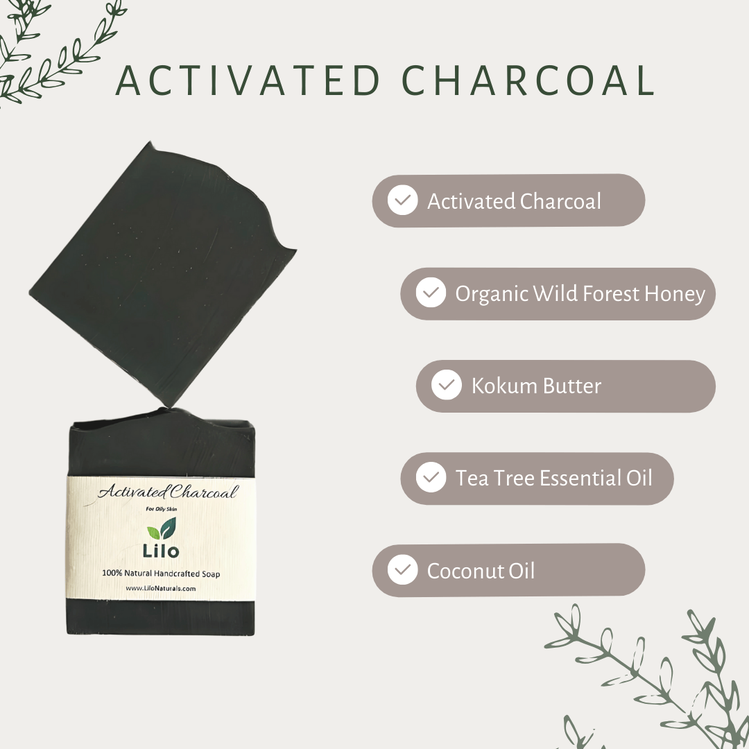 Activated Charcoal Bar Soap for Oily Skin with Honey & Kokum – Body Soap by Lilo Naturals available on Brown Living™. . SKU: S10010. Img 2.