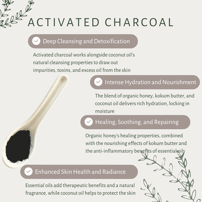 Activated Charcoal Bar Soap for Oily Skin with Honey & Kokum – Body Soap on Brown Living™. SKU: S10010. Img 3.