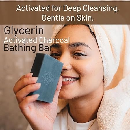 Activated Charcoal Glycerin Bathing Bar | Pack of 2 | Verified Sustainable by Brown Living™