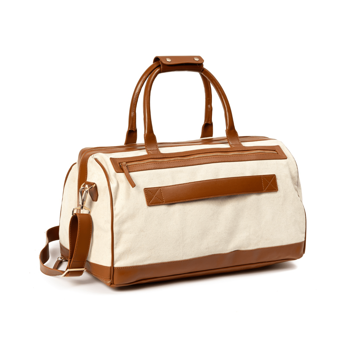 Ajax Vegan Leather Duffle Bag - Beige & Gingerbread | Verified Sustainable by Brown Living™