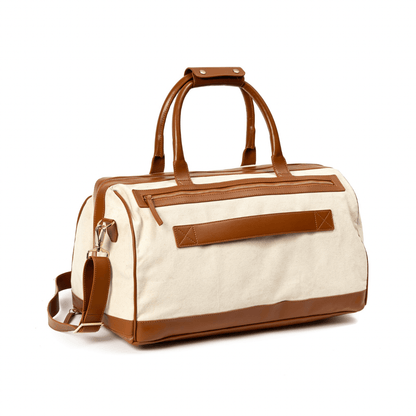 Ajax Vegan Leather Duffle Bag - Beige & Gingerbread | Verified Sustainable by Brown Living™