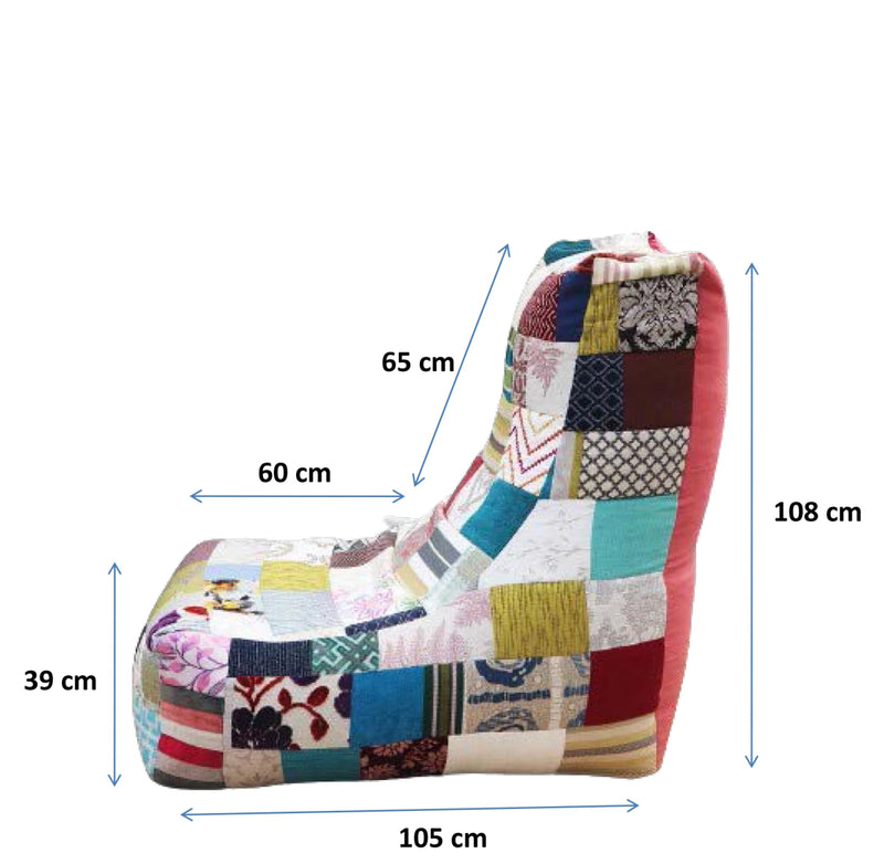 All In One Patchwork Bean Chair | Verified Sustainable by Brown Living™