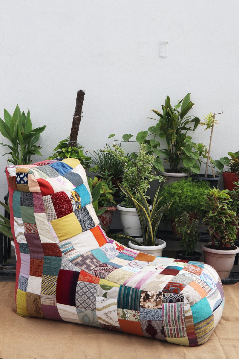 All In One Patchwork Bean Chair | Verified Sustainable by Brown Living™