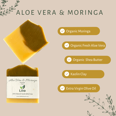 Aloe Vera Moringa Bar Soap with Lime, Lemongrass & Shea Butter – Body Soap on Brown Living™. SKU: S10009. Img 2.