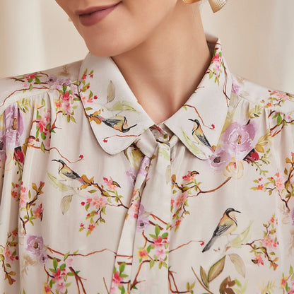 Alyssa Ecru - Floral Printed Viscose Crepe Shirt | Verified Sustainable by Brown Living™