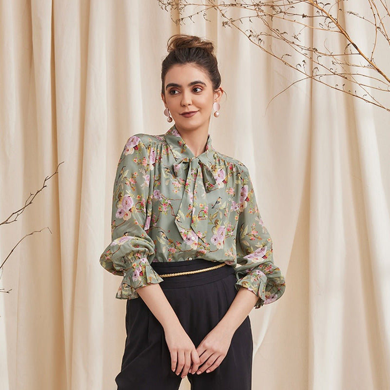 Alyssa Green - Floral Printed Viscose Crepe Shirt | Verified Sustainable by Brown Living™