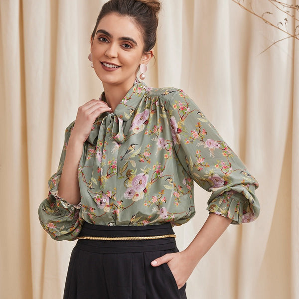 Alyssa Green - Floral Printed Viscose Crepe Shirt | Verified Sustainable by Brown Living™