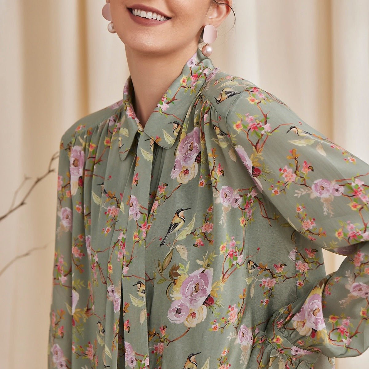 Alyssa Green - Floral Printed Viscose Crepe Shirt | Verified Sustainable by Brown Living™