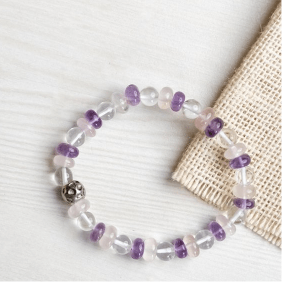 Amethyst, rose quartz & clear quartz bracelet | Verified Sustainable by Brown Living™