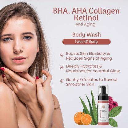 Anti - Aging Foaming Body Wash | Collagen Retinol BHA - AHA – Body Wash on Brown Living™. SKU: phpnl90951. Img 5.