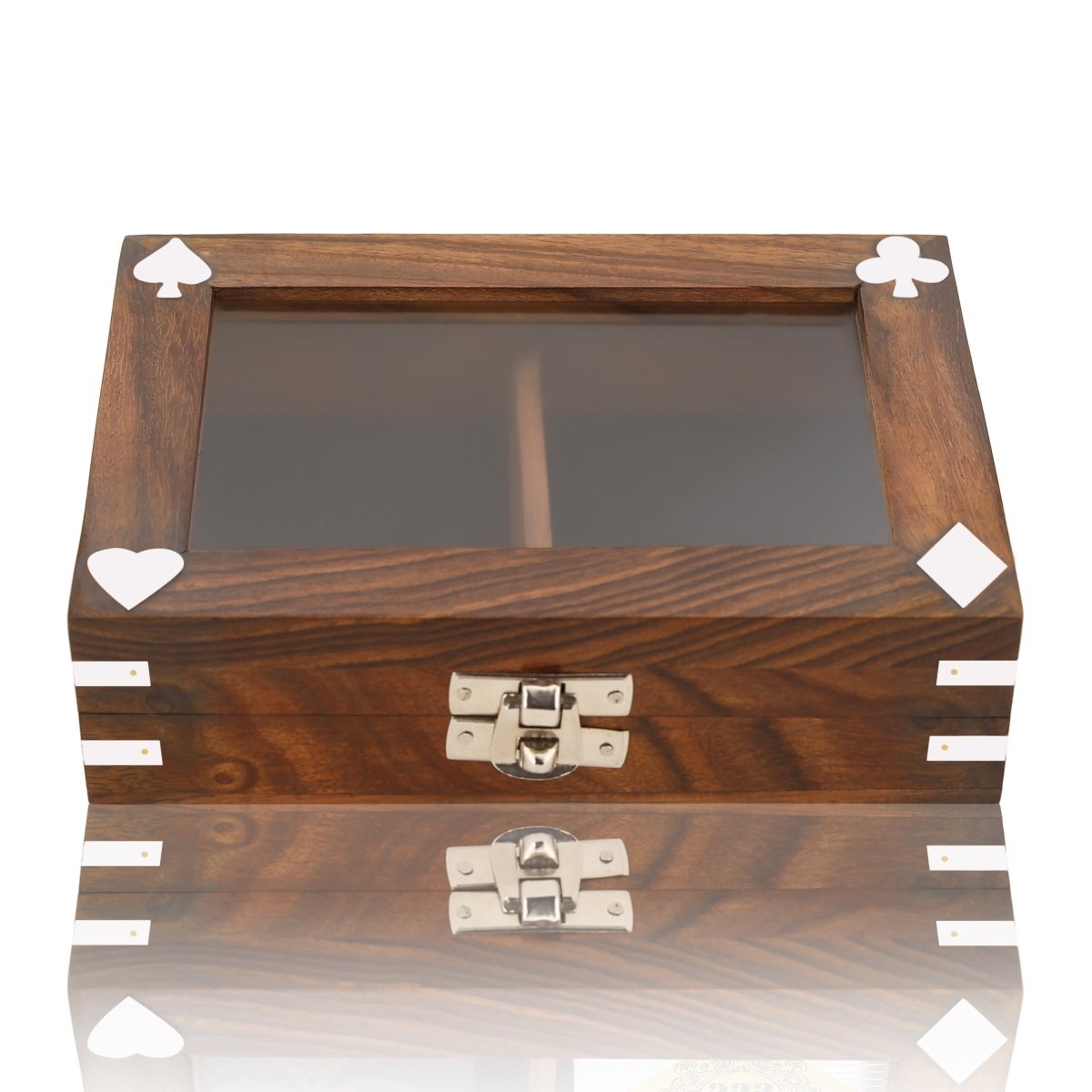 Antique Wooden Playing Card Box – Double Deck Storage | Verified Sustainable by Brown Living™