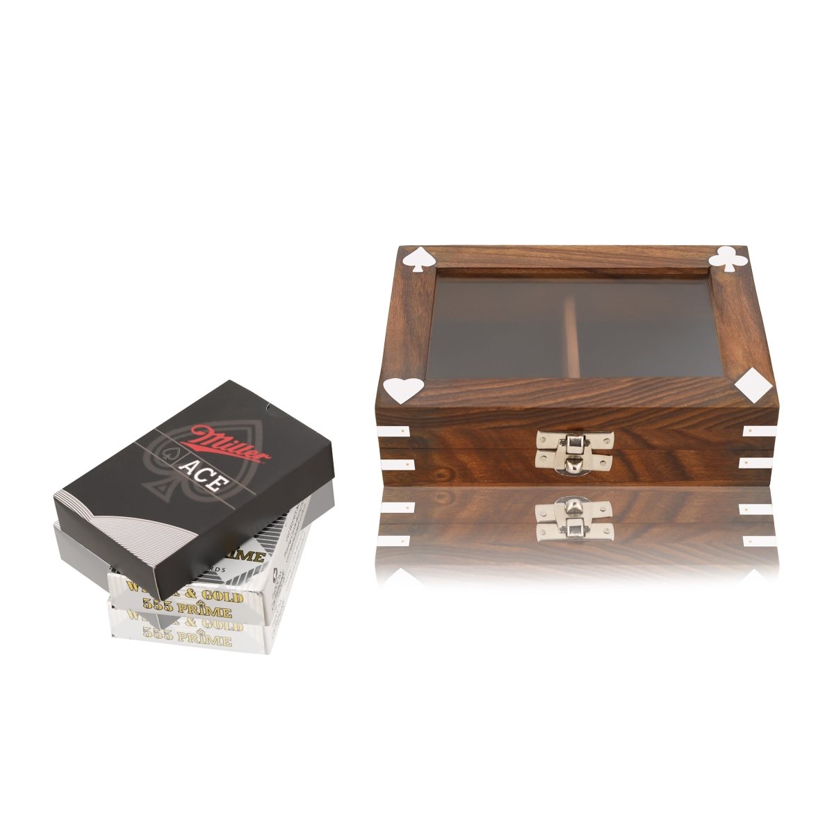 Antique Wooden Playing Card Box – Double Deck Storage | Verified Sustainable by Brown Living™