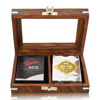 Antique Wooden Playing Card Box – Double Deck Storage | Verified Sustainable by Brown Living™