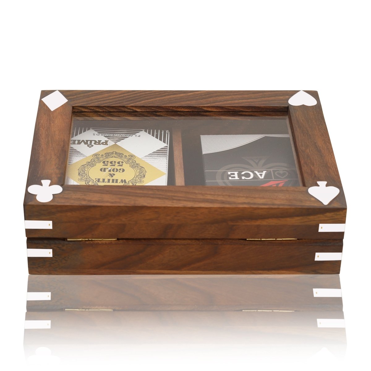 Antique Wooden Playing Card Box – Double Deck Storage | Verified Sustainable by Brown Living™