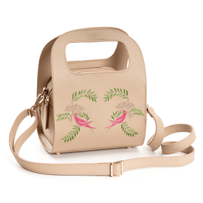 Aphrodite (Almond) - Apple Leather Satchel | Designer Handbag | Verified Sustainable by Brown Living™