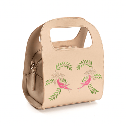 Aphrodite (Almond) - Apple Leather Satchel | Designer Handbag | Verified Sustainable by Brown Living™