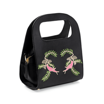 Aphrodite (Black) - Apple Leather Handbag | Designer Satchel | Verified Sustainable by Brown Living™