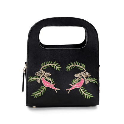 Aphrodite (Black) - Apple Leather Handbag | Designer Satchel | Verified Sustainable by Brown Living™