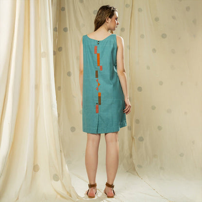Applique Grace - Green Essential Relaxed Fit Knee Length Dress | Verified Sustainable by Brown Living™