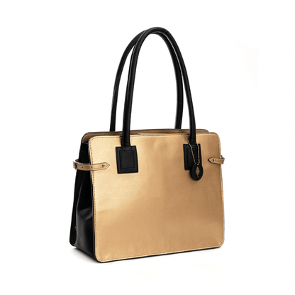 Aranyani - Gold & Black | Women's Bag Made with Cactus Leather – Womens Bag on Brown Living™. SKU: TGH 1003. Img 8.