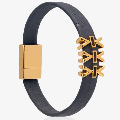 Arctic Cross Cork Bracelet Reversible in Navy Blue and Gold | Verified Sustainable by Brown Living™