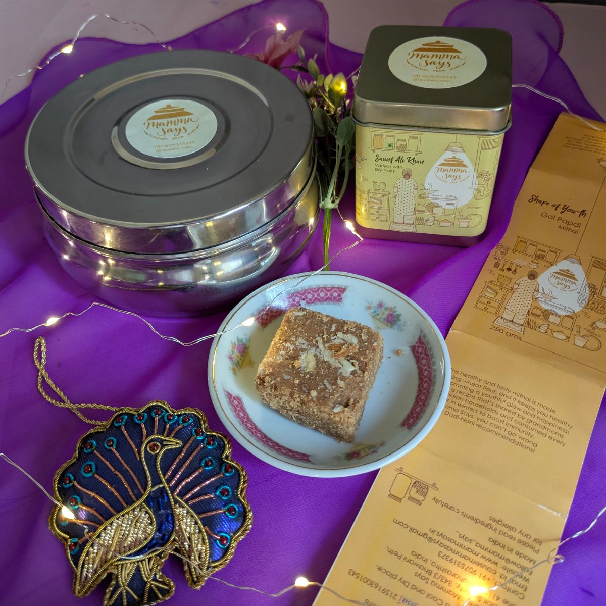 Artisanal Gujarati Mithai & Mukhwas Box – Handmade Pure Ghee Golpapdi & Handcrafted Variyali Mukhwas | Verified Sustainable by Brown Living™