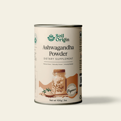 Ashwagandha Powder | Stress Relief & Energy Boost | 100g – Health & Energy Drinks on Brown Living™. SKU: SOS0AP00G100. Img 1.